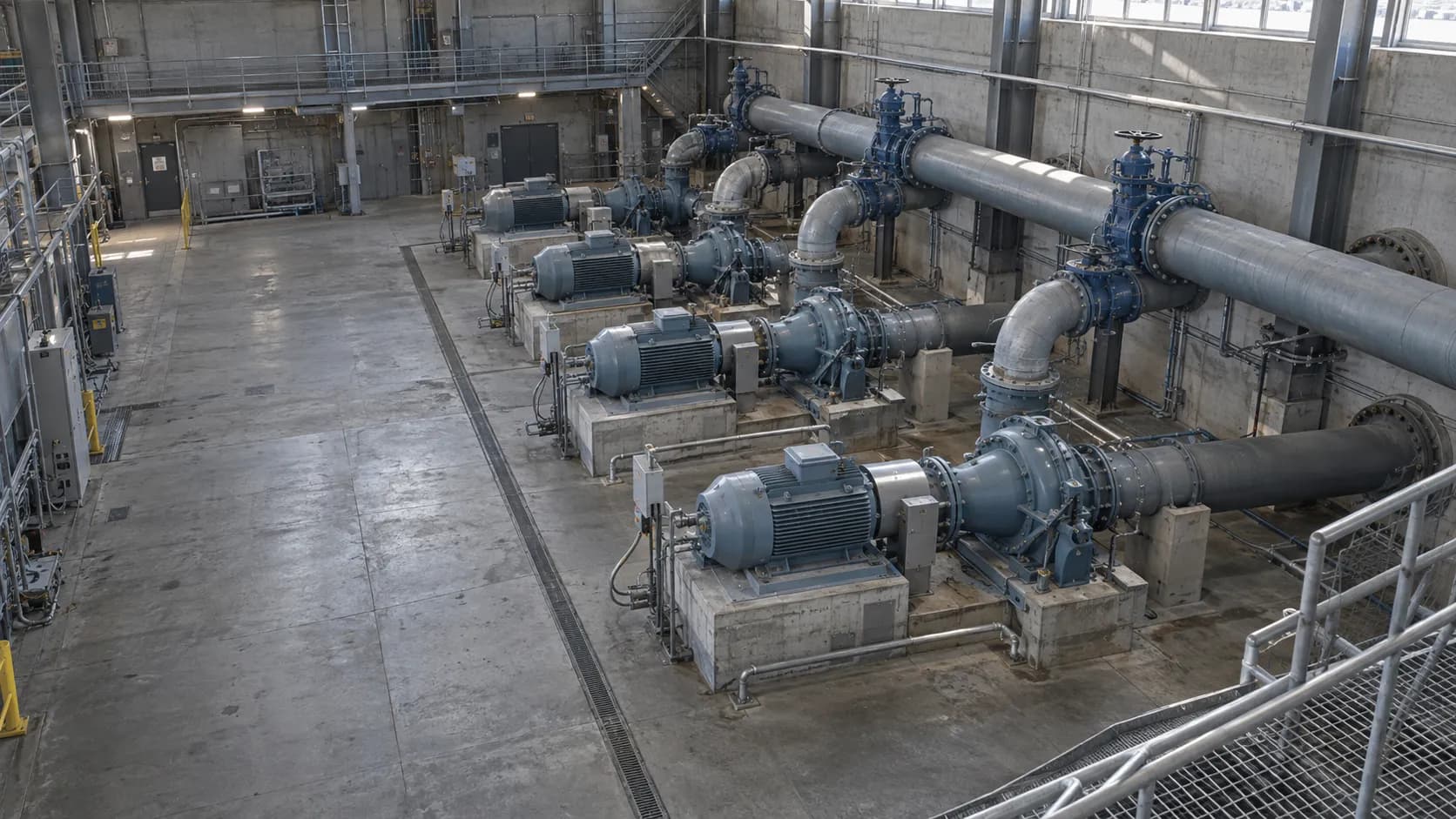 Parallel pumps at a pumping station