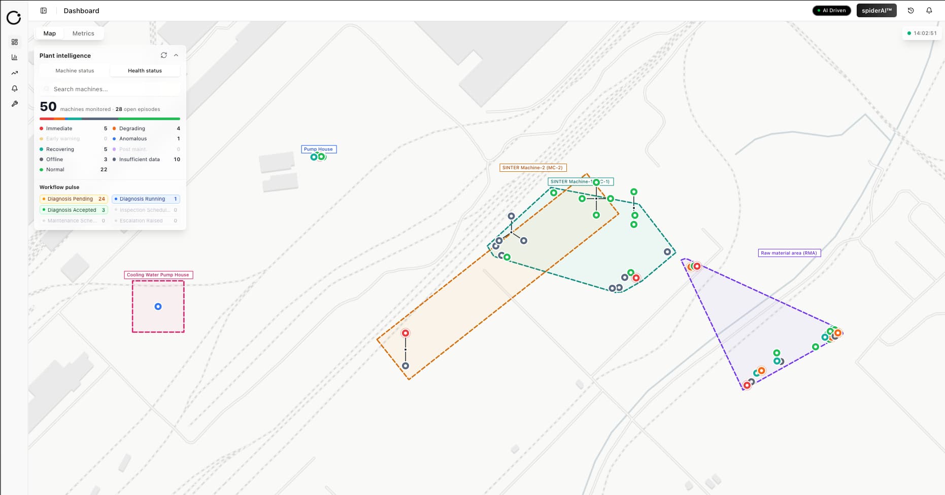 Plant level insights — geo-spatial map